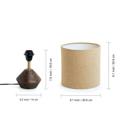 'Pot-Belly' Hand Carved Table Lamp In Mango Wood (14 Inch)