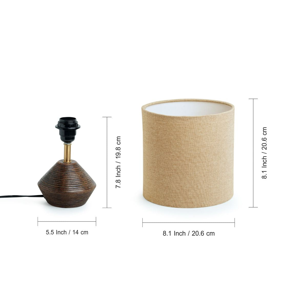 'Pot-Belly' Hand Carved Table Lamp In Mango Wood (14 Inch)