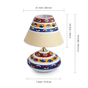 'The Eye of Horus' Handpainted Flat Matki Terracotta Table Lamp (11 inch)