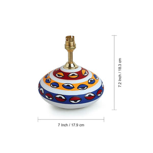 'The Eye of Horus' Handpainted Flat Matki Terracotta Table Lamp (11 inch)