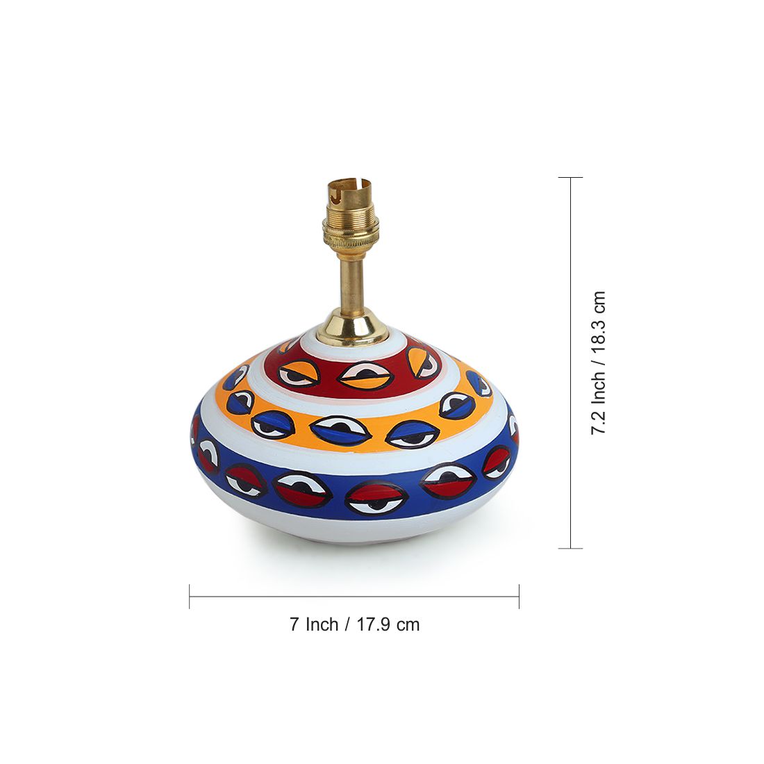 'The Eye of Horus' Handpainted Flat Matki Terracotta Table Lamp (11 inch)