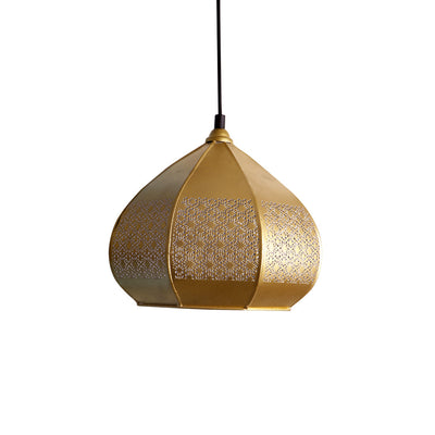 'Moroccan Paradise' Hand-Etched Pendant Lamp In Iron (8 Inch, Matte Finish)