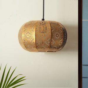 'Moroccan Grandeur' Hand-Etched Pendant Lamp In Iron (8 Inch, Matte Finish)