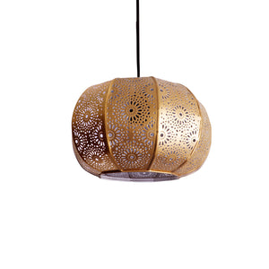 'Moroccan Grandeur' Hand-Etched Pendant Lamp In Iron (8 Inch, Matte Finish)