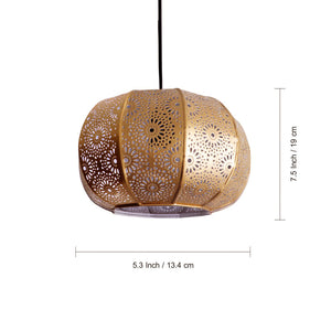 'Moroccan Grandeur' Hand-Etched Pendant Lamp In Iron (8 Inch, Matte Finish)