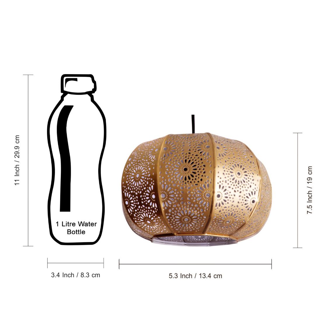 'Moroccan Grandeur' Hand-Etched Pendant Lamp In Iron (8 Inch, Matte Finish)