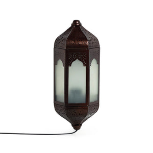 'Haveli Jharokha' Hand-Etched Iron Wall Lamp (14 Inch, Dark Brown)