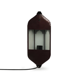 'Haveli Jharokha' Hand-Etched Iron Wall Lamp (14 Inch, Dark Brown)