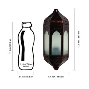 'Haveli Jharokha' Hand-Etched Iron Wall Lamp (14 Inch, Dark Brown)
