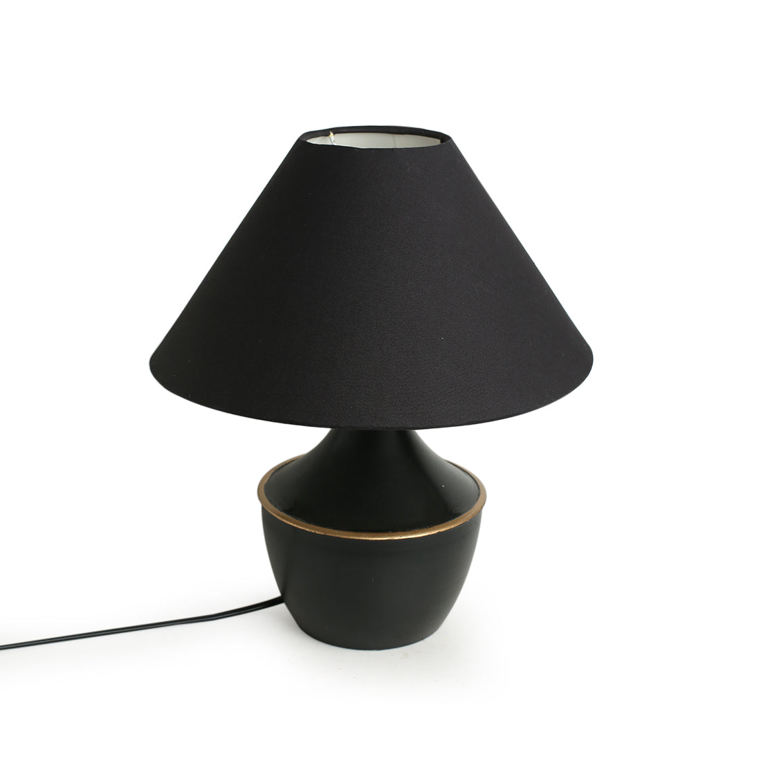 'Intriguingly Goth' Handcrafted Table Lamp in Iron (14 Inch, Matte Black)