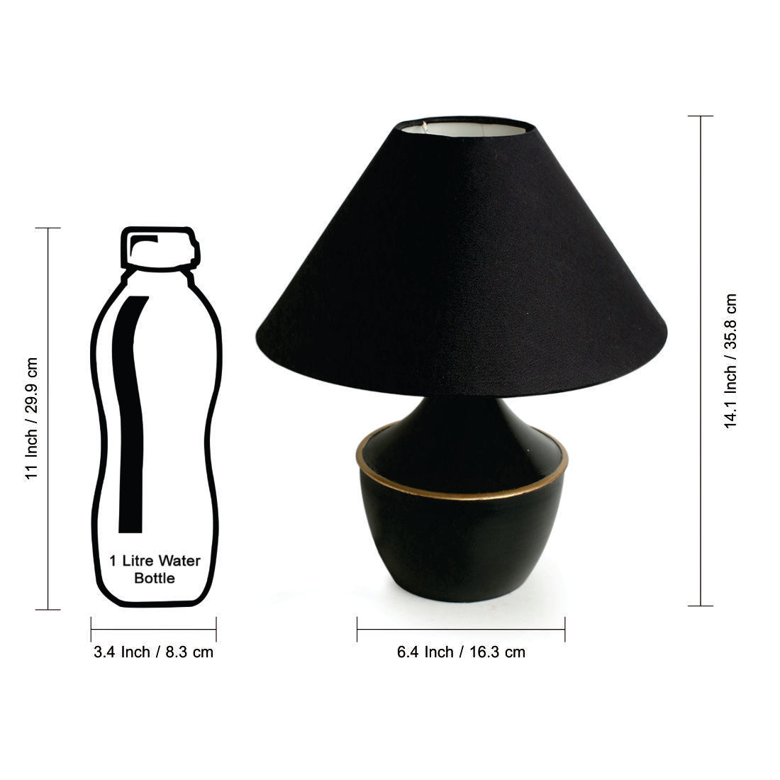 'Intriguingly Goth' Handcrafted Table Lamp in Iron (14 Inch, Matte Black)