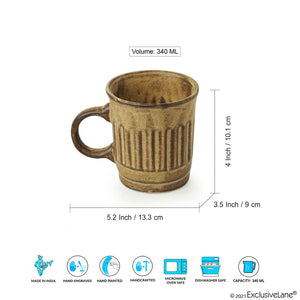 'Sea Shore Sips' Handcrafted Ceramic Tea & Coffee Mugs (Set of 2, 340 ML, Microwave Safe)