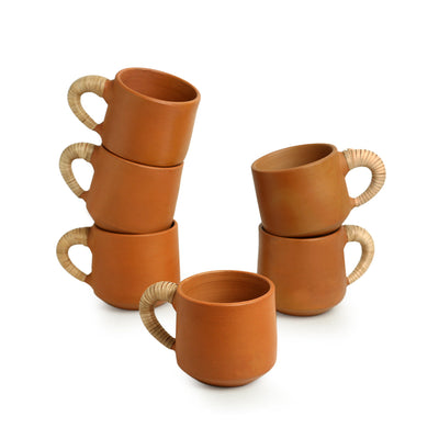 'Cane Heirloom' Coffee & Tea Cups in Terracotta (Set of 6, 140 ml)