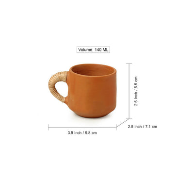 'Cane Heirloom' Coffee & Tea Cups in Terracotta (Set of 6, 140 ml)