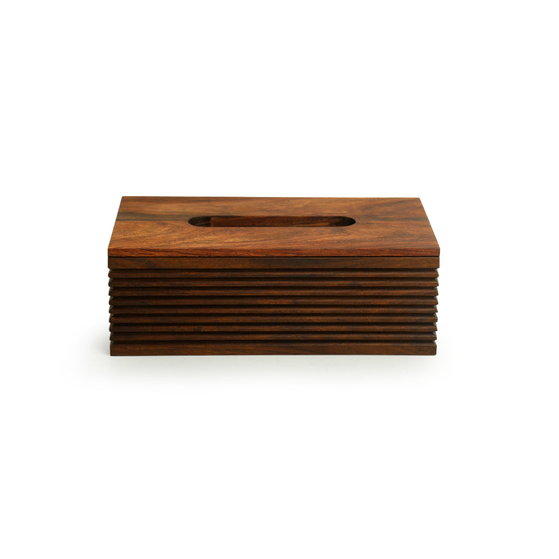 'Ripples of Wood' Handcrafted Tissue Box Holder In Sheesham Wood