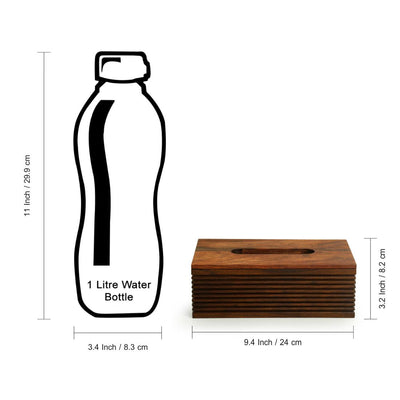 'Ripples of Wood' Handcrafted Tissue Box Holder In Sheesham Wood