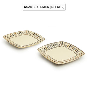 'Whispers of Warli' Handcrafted Ceramic Side/Quarter Plates (Set of 2, 7 Inches, Microwave Safe)