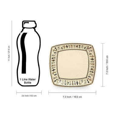 'Whispers of Warli' Handcrafted Ceramic Side/Quarter Plates (Set of 2, 7 Inches, Microwave Safe)