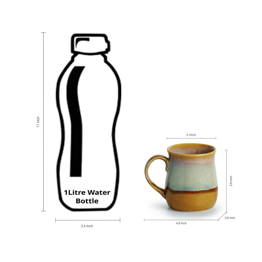 'The Milky-Way Canvas' Tea-Coffee & Milk Mug Dual-Glazed Studio Pottery In Ceramic (360 ML, Microwave Safe)