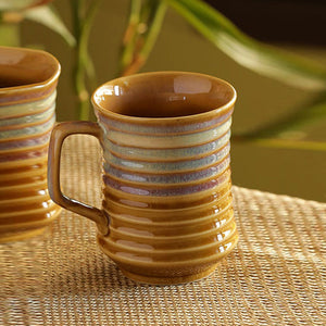 'Rings in the sky' Tea-Coffee & Milk Mug Dual-Glazed Studio Pottery In Ceramic (350 ML, Microwave Safe)