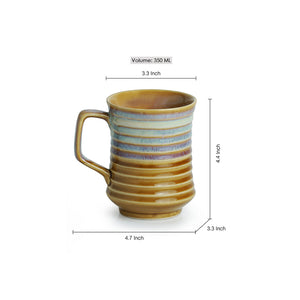 'Rings in the sky' Tea-Coffee & Milk Mug Dual-Glazed Studio Pottery In Ceramic (350 ML, Microwave Safe)