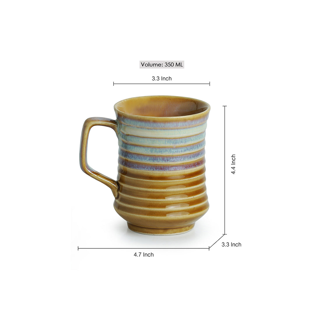 'Rings in the sky' Tea-Coffee & Milk Mug Dual-Glazed Studio Pottery In Ceramic (350 ML, Microwave Safe)