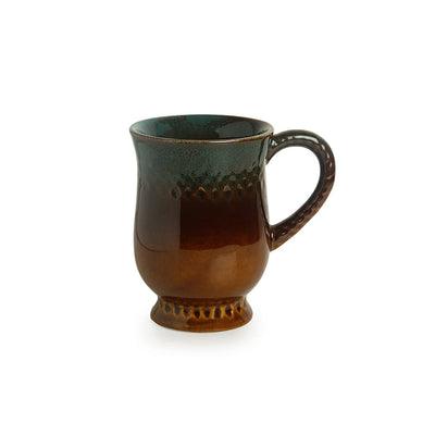 'Amber & Teal' Studio Pottery Tea & Coffee Mug  In Ceramic (350ML, Microwave Safe)