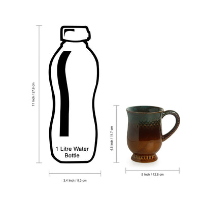 'Amber & Teal' Studio Pottery Tea & Coffee Mug  In Ceramic (350ML, Microwave Safe)