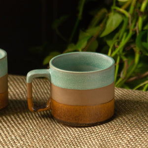 'Mint Chocolate' Hand Glazed Studio Pottery Tea & Coffee Mug In Ceramic (362 ML, Microwave Safe)
