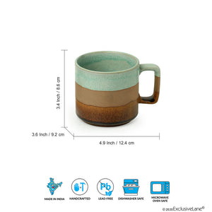 'Mint Chocolate' Hand Glazed Studio Pottery Tea & Coffee Mug In Ceramic (362 ML, Microwave Safe)