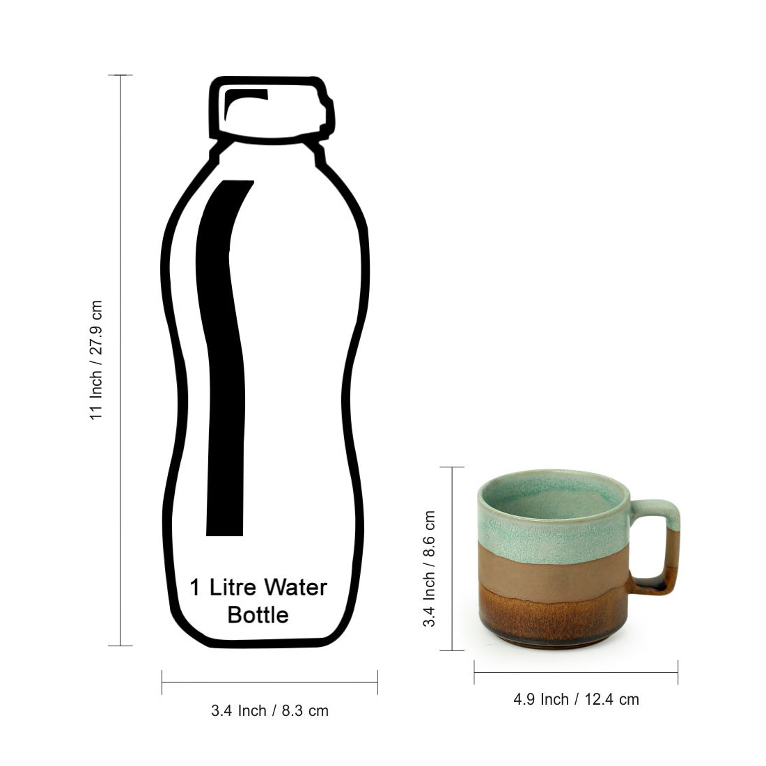 'Mint Chocolate' Hand Glazed Studio Pottery Tea & Coffee Mug In Ceramic (362 ML, Microwave Safe)