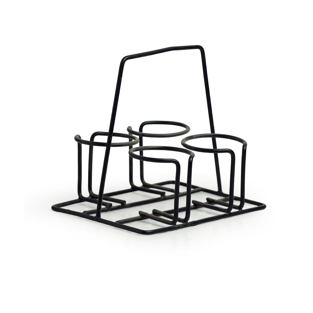 'Peachy Mood' Tea Chai Glasses In Stoneware With Iron Holder (Set of 4)