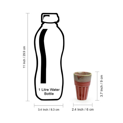 'Peachy Mood' Tea Chai Glasses In Stoneware With Iron Holder (Set of 4)