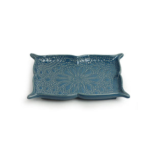 'Coral Reef' Serving Platters In Ceramic (Set of 2, Hand Glazed Studio Pottery, Microwave Safe)