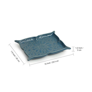 'Coral Reef' Serving Platters In Ceramic (Set of 2, Hand Glazed Studio Pottery, Microwave Safe)