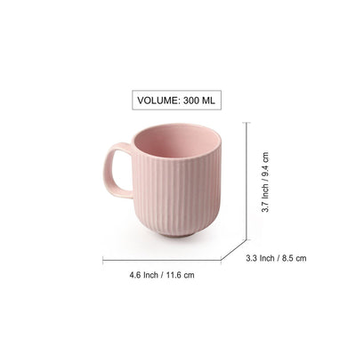 'Coral Reef' Glazed Studio Pottery Ceramic Tea & Coffee Mugs (Set of 2, 300 ml, Pink)