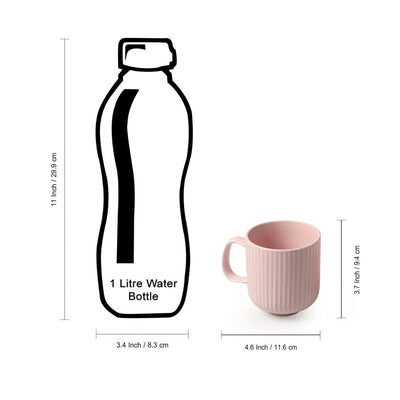 'Coral Reef' Glazed Studio Pottery Ceramic Tea & Coffee Mugs (Set of 2, 300 ml, Pink)