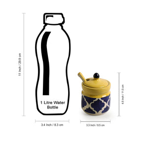 'Moroccan' Handpainted Ceramic Pickle & Chutney Jars With Spoons (Set Of 2)