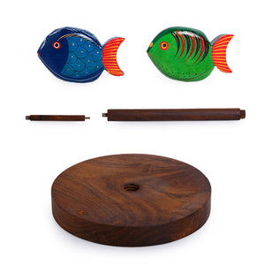 Brown - Handpainted Fishes Napkin Holder In Sheesham Wood