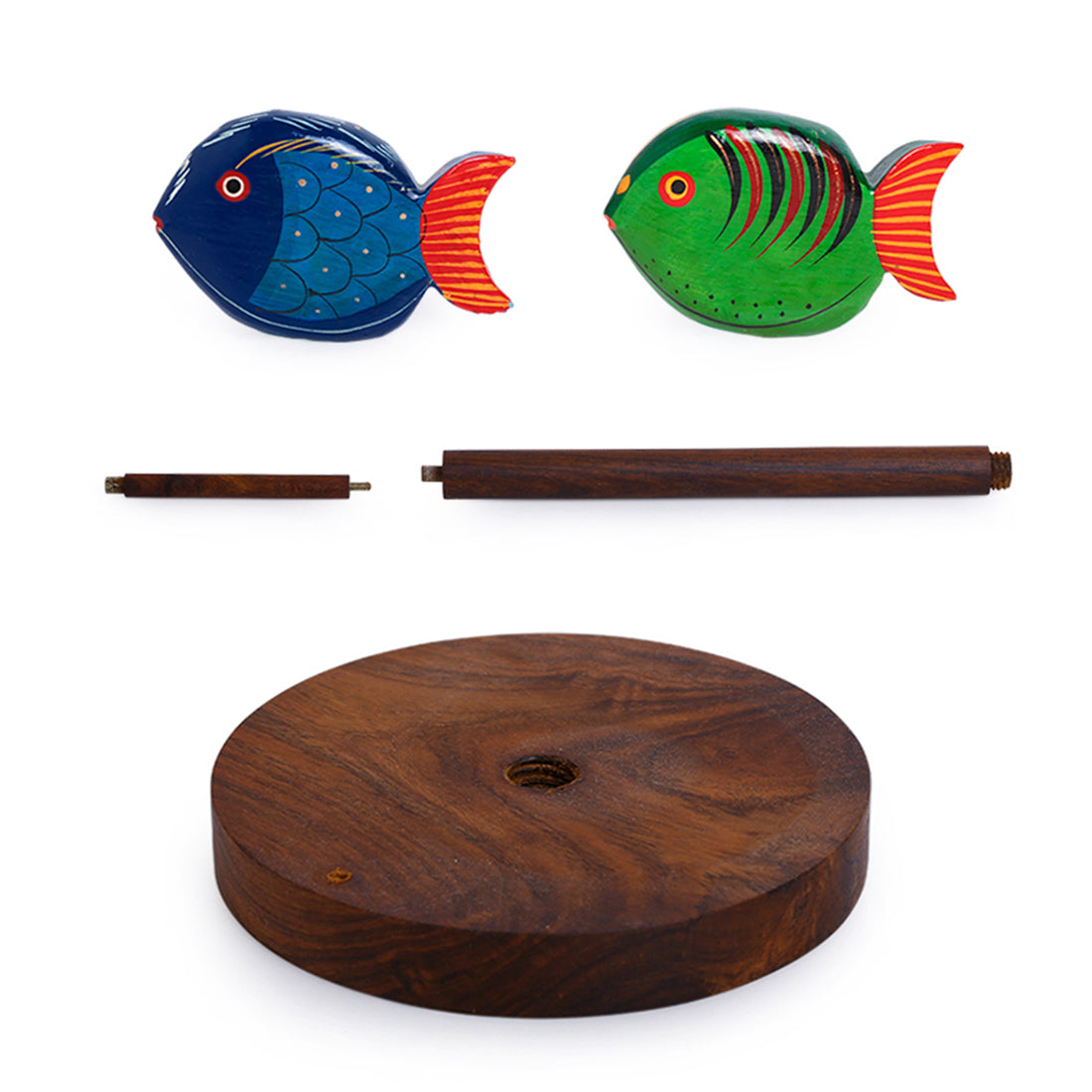 Brown - Handpainted Fishes Napkin Holder In Sheesham Wood