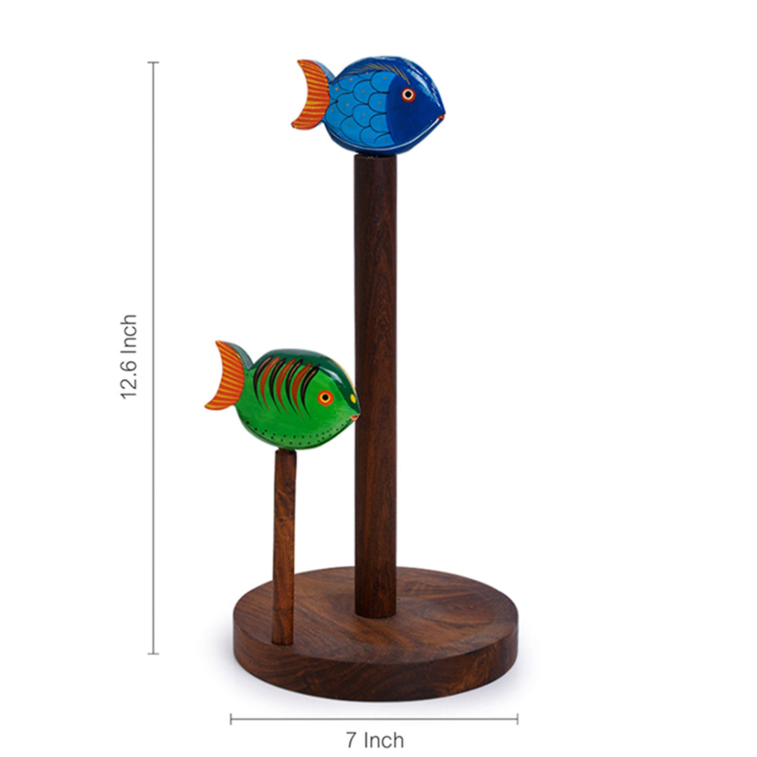 Brown - Handpainted Fishes Napkin Holder In Sheesham Wood