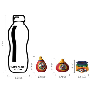 'Matkis On The Table' Terracotta Warli Salt & Pepper Shaker With Toothpick Holder & Wooden Tray