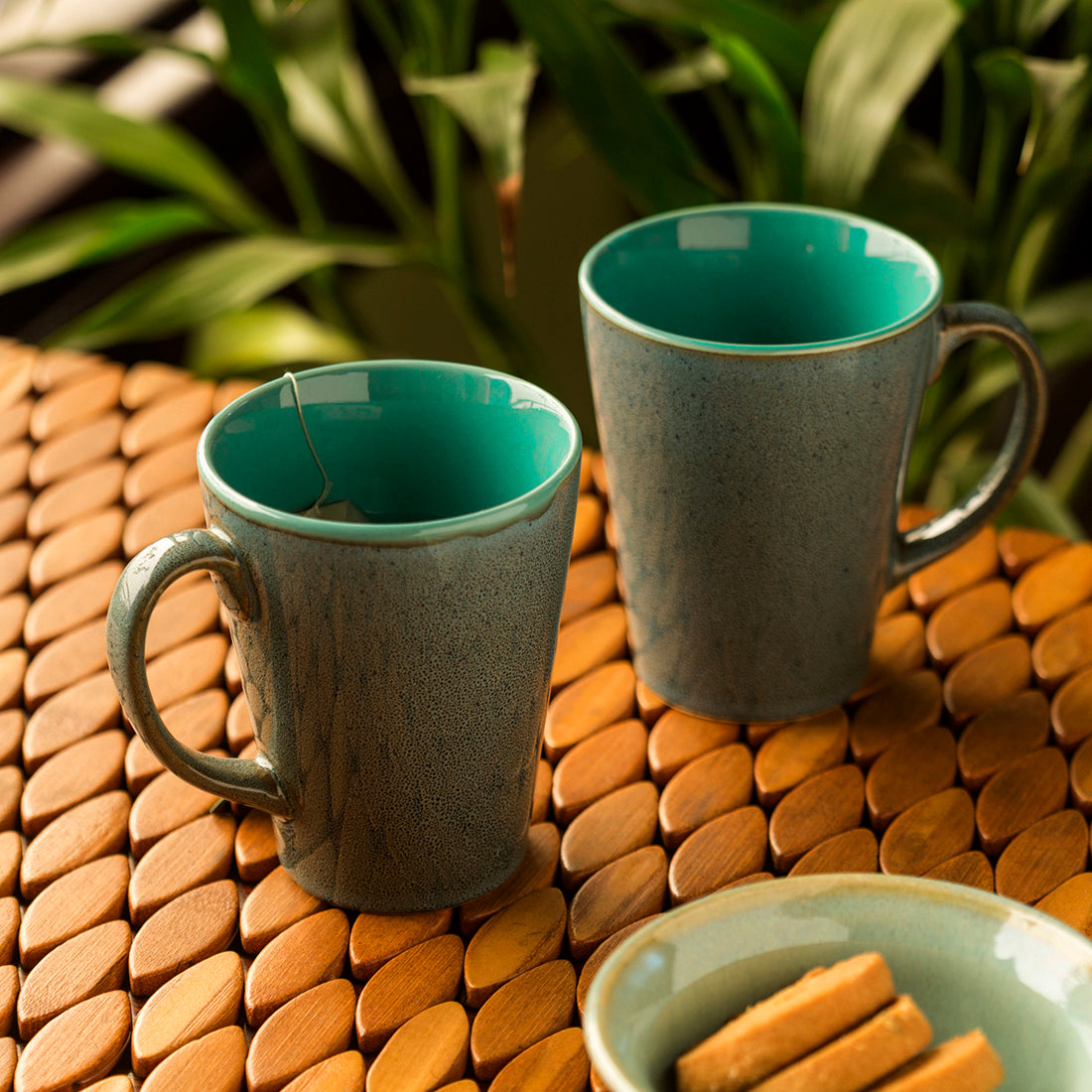 Blue - 'Blues Of Sky' Studio Pottery Glazed Coffee Mugs In Ceramic (Set Of 2)