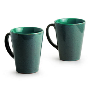 Blue - 'Blues Of Sky' Studio Pottery Glazed Coffee Mugs In Ceramic (Set Of 2)