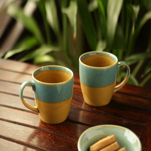 'River Rims' Studio Pottery Glazed Coffee Mugs In Ceramic (Set Of 2)