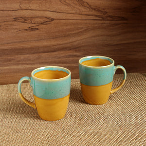 'River Rims' Studio Pottery Glazed Coffee Mugs In Ceramic (Set Of 2)