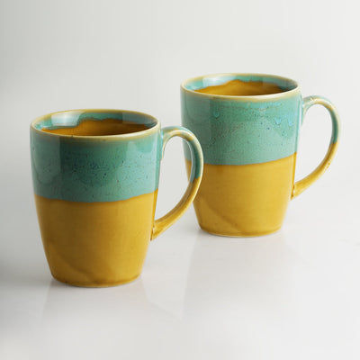 'River Rims' Studio Pottery Glazed Coffee Mugs In Ceramic (Set Of 2)