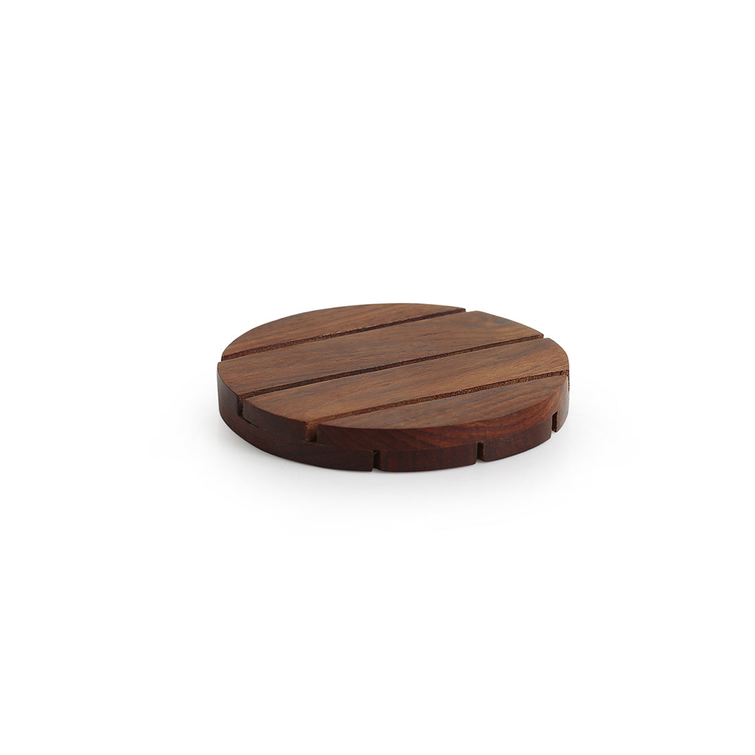 'Wood-rounds' Handcrafted Coasters In Sheesham Wood (Set Of 4)
