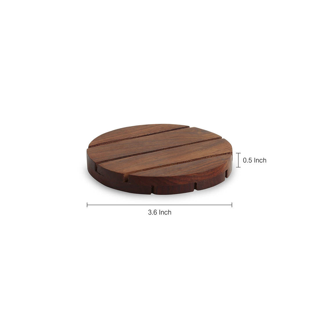 'Wood-rounds' Handcrafted Coasters In Sheesham Wood (Set Of 4)