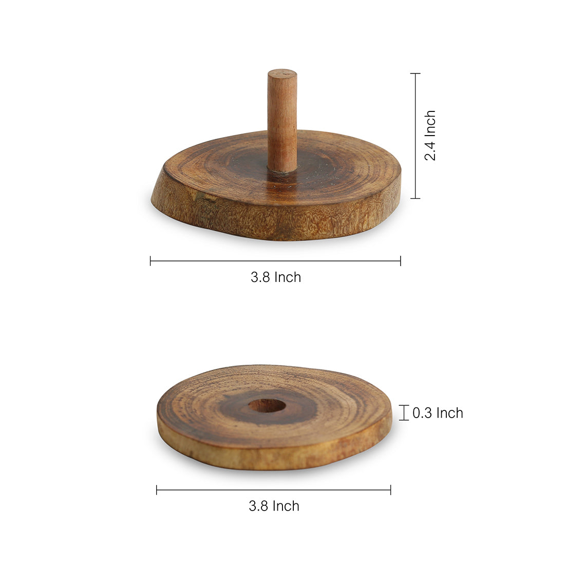 'Stack-Circles of Wood' Log Handcrafted Coasters With Stand (Set Of 4)